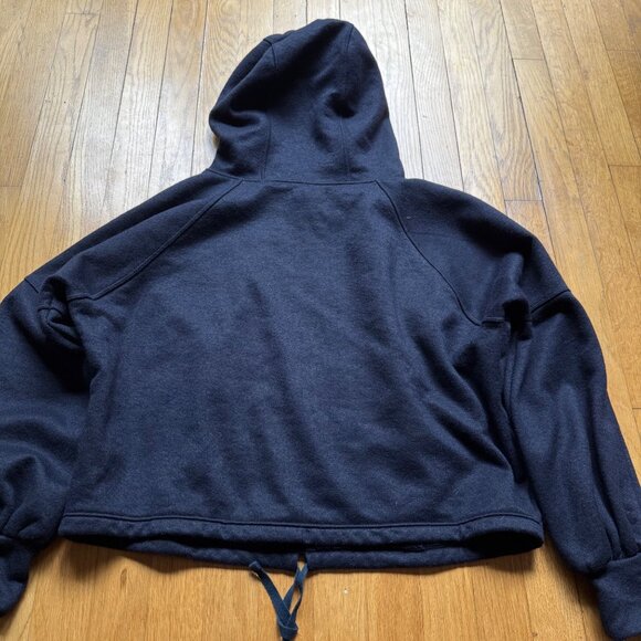 PrAna Size S Nautical Blue Navy Ziller Wool Blend Cropped Hoodie Sweatshirt - Picture 15 of 15